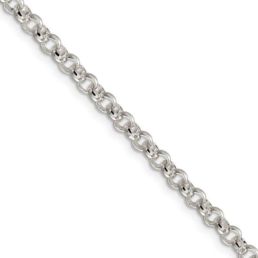4mm, Sterling Silver Solid Rolo Chain Necklace, 30 Inch